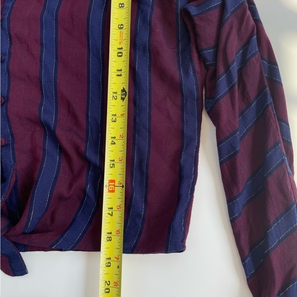 Rails Women's Maroon Burgundy Navy Striped Sloane Blouse Size XS - Picture 9 of 9